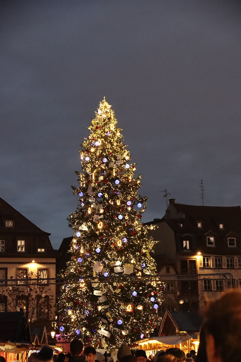 Grand Sapin iluminado en Place Kléber en Estrasburgo
